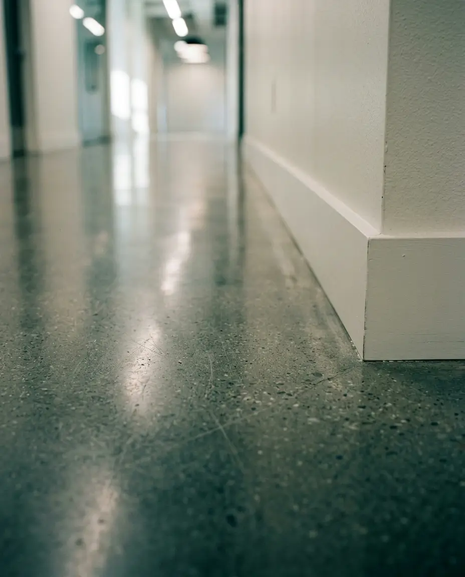 Frisch gepflegter Steinboden im Flur